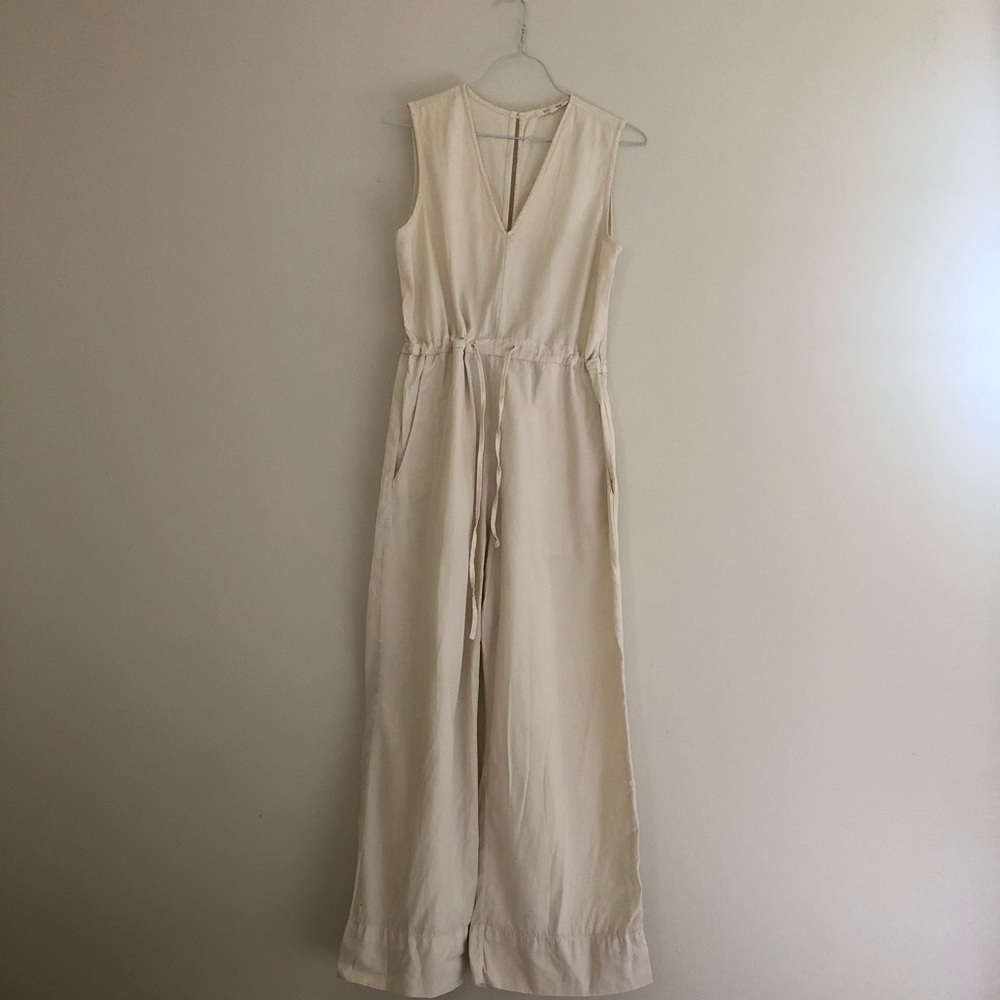 Ali Golden Sleeveless V-Neck Drawstring Jumpsuit - xs - bone (ivory)